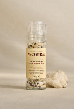 Natural Spring Salt Crystals & Organic Pepper - Glass Mill
