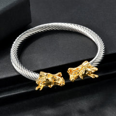 Double Dragon Copper Bracelet – Rock & Hip-Hop Style, Unisex