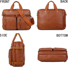 Men’s Leather Messenger Bag – Secure Anti-Theft Convertible Work
